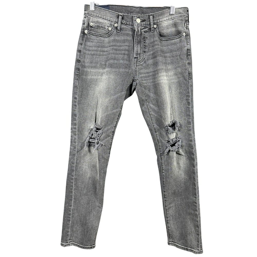 Abercrombie Fitch Mens Skinny Taper Stretch Jeans Gray Size 30W 32L Distressed‎